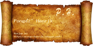 Pongó Henrik névjegykártya