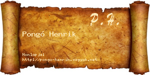 Pongó Henrik névjegykártya